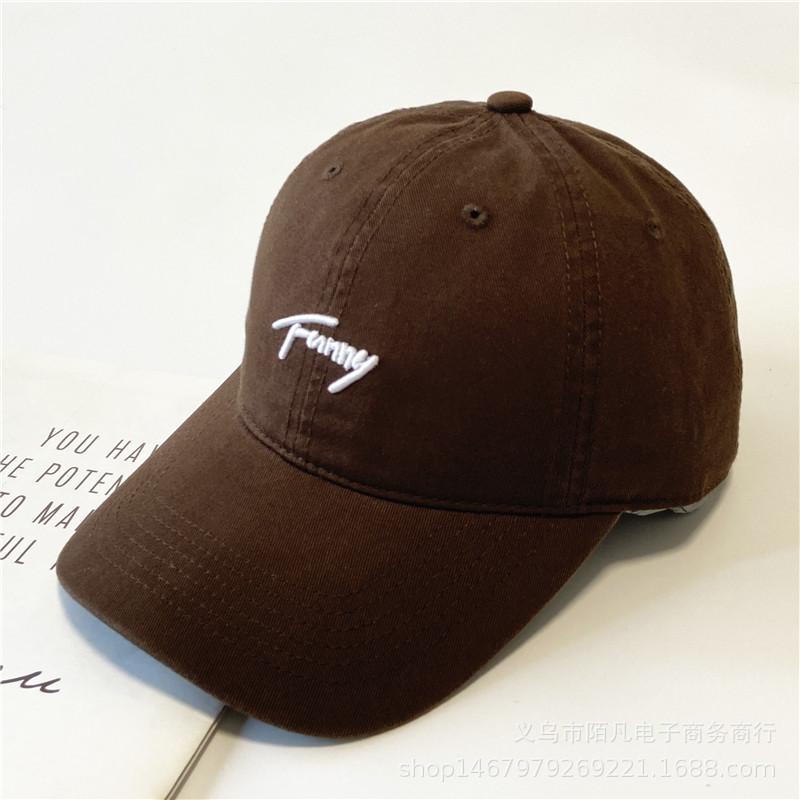 Simple Funny Letter Baseball Cap Unisex, Washed Bent Cap Travel Versatile Sun Hat