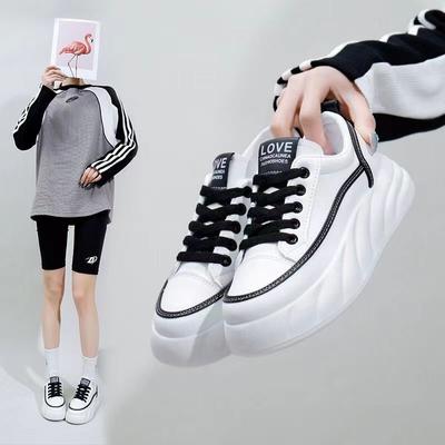 Белые туфли женские, новые, осенние, универсальные, белые, женские туфли, высокие, дышащие, повседневные туфли с толстой подошвой, обувь для скейтбординга