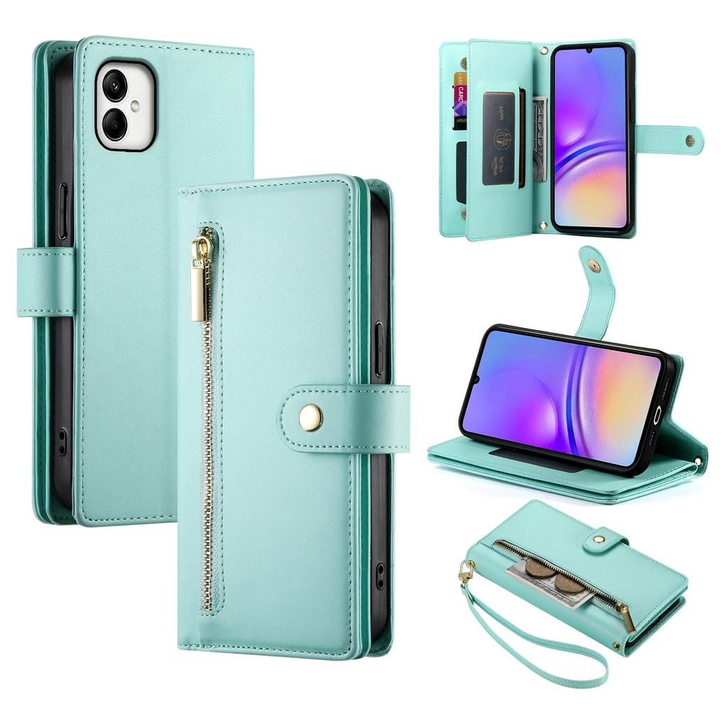 DF-011 For Samsung Galaxy A05 4G Case Zipper Pocket Flip Leather Phone Cover with Shoulder Strap