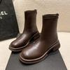 Модные и удобные весенние и осенние одинарные ботинки Ботинки челси Короткие ботинки с толстой подошвой Ботинки Женские эластичные ботинки Короткие ботинки
