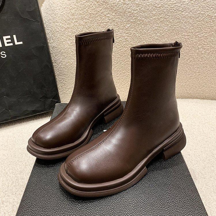 Модные и удобные весенние и осенние одинарные ботинки Ботинки челси Короткие ботинки с толстой подошвой Ботинки Женские эластичные ботинки Короткие ботинки