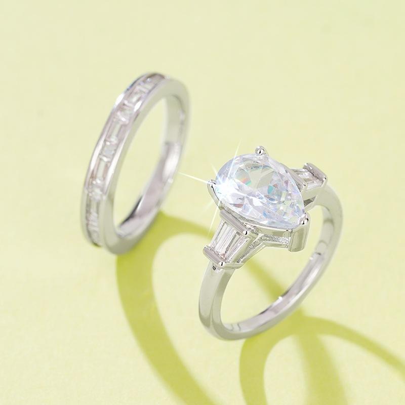 Парное кольцо с преувеличенным дизайном в виде капли воды для девочек, персонализированное технологичное кольцо, ювелирные изделия высокого класса