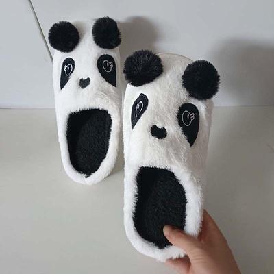 Милые плюшевые тапочки-панды, теплые и нескользящие домашние мультяшные хлопковые туфли для осени и зимы