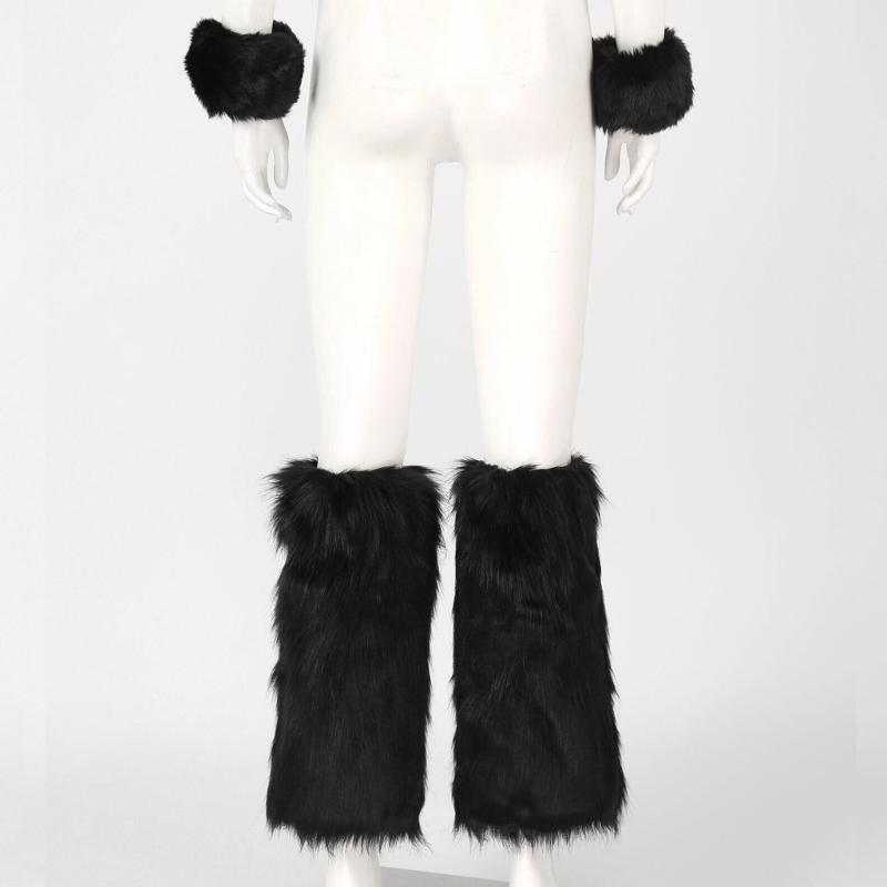 Faux Furs Cuffs Furry Wrist Bands Leg Warmers Wrist Cuffs Warmer Boot Cuffs for Women Party Cosplay Costumes Accessories