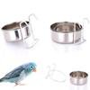Cat Animals Puppy Stainless Steel Clamp-on Cage Cup Water Drinker Dog Feeding Bowl Bird Feeder