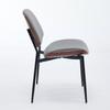 Dining Chairs Set of 2 Mid Century Faux Leather Chair with Walnut Bentwood Back Upholstered Seat Metal Legs Adjustable Foot(Gray PU),DE1849GY