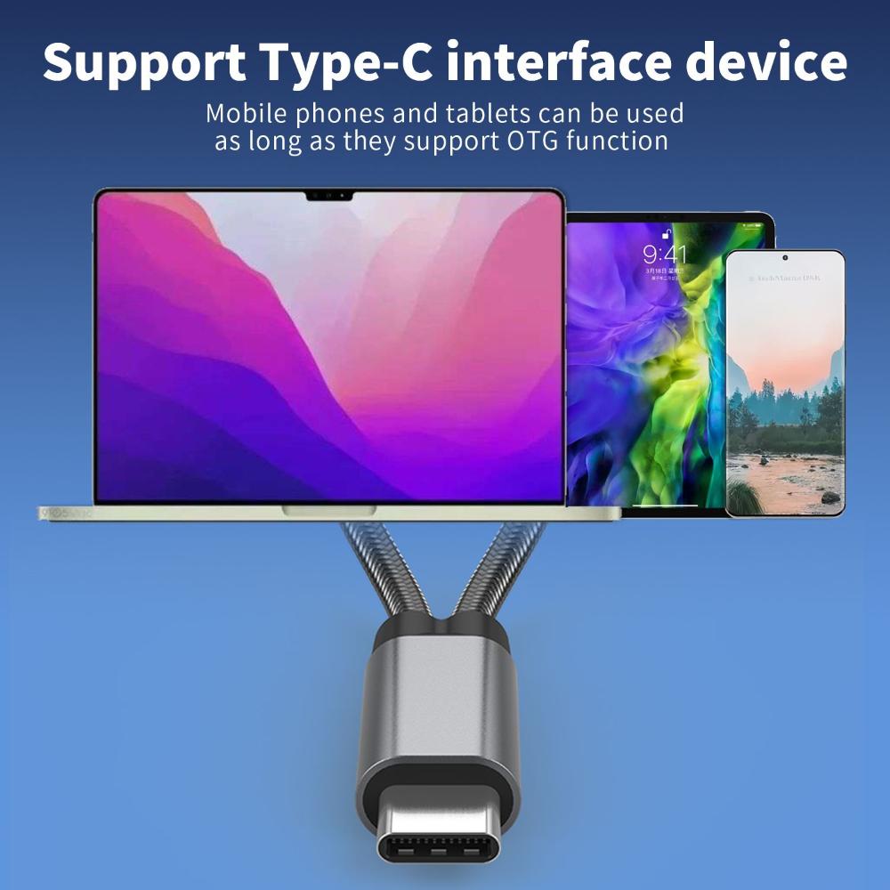 Конвертер 2 в 1 для клавиатуры, мыши, телефона, планшета, кабель USB Type C, быстрая зарядка PD 60 Вт, адаптер OTG
