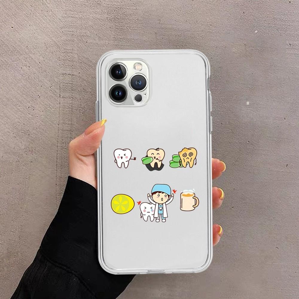 Милый мультяшный чехол для телефона с зубами для iPhone 15 13 14 Pro Max XS XR 12 11 Pro 13 Mini 6 7 8 Plus Мягкий прозрачный задний чехол