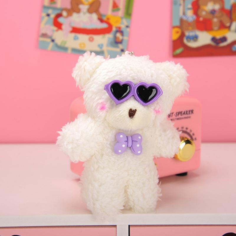 Мультяшный медведь кукла милый плюшевый румянец очки медведь брелок кулон мягкая игрушка сумка украшение пара друзья аксессуары дети подарок