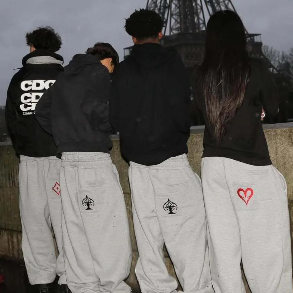 Streetwear Y2k Double Waist Jogging Poker Pants Embroidered Loose Piece Sweatpants Men's and Women's Gothic Hip Hop Casual Pants