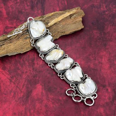 Браслет из жемчуга Бива в блистере Ювелирные изделия ручной работы из драгоценных камней, браслет из стерлингового серебра 925 пробы, регулируемый браслет в подарок для мамы Изысканные великолепные украшения