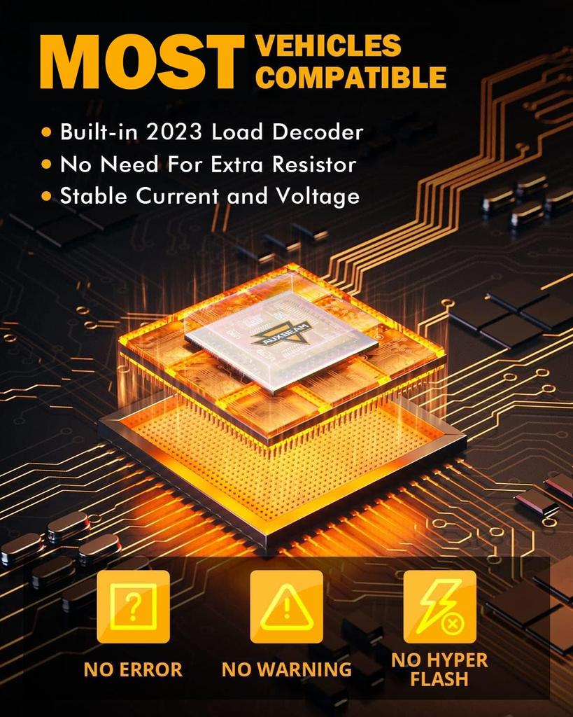 Auxbeam B21 Series 3157 LED Light Bulb Amber Yellow Built-in Resistor CANBUS Error Free