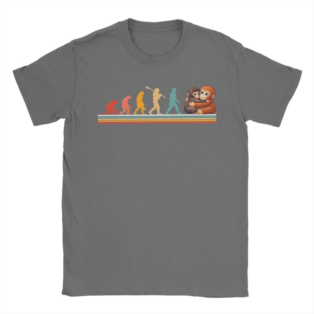 Unisex Funny Evolution Hugging Monkey Punch Primate Science T Shirt Cotton Clothing Short Sleeve Round Neck Tees Printing TShirts