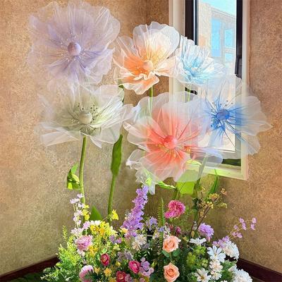 Витрина 40/50 см Большой Имитация Цветы 3D Полые Искусственные Цветы Большие Подвесные Марля Фотография Реквизит Свадьба