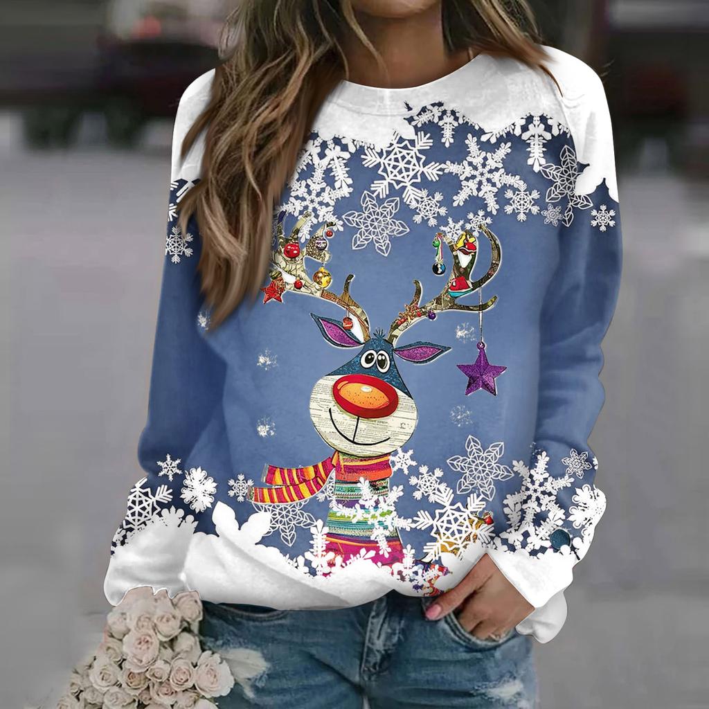 Женские топы с круглым вырезом, хлопковая женская повседневная модная пуловер с длинным рукавом и круглым вырезом с принтом, блузка