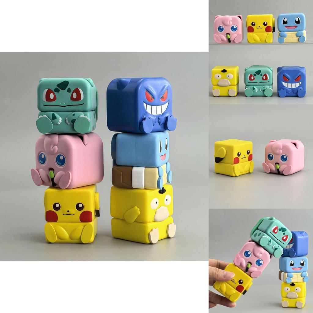 Магнитные фигурки Pokemon из ПВХ, которые можно ставить друг на друга, для снятия стресса, коллекционная игрушка для детей и взрослых