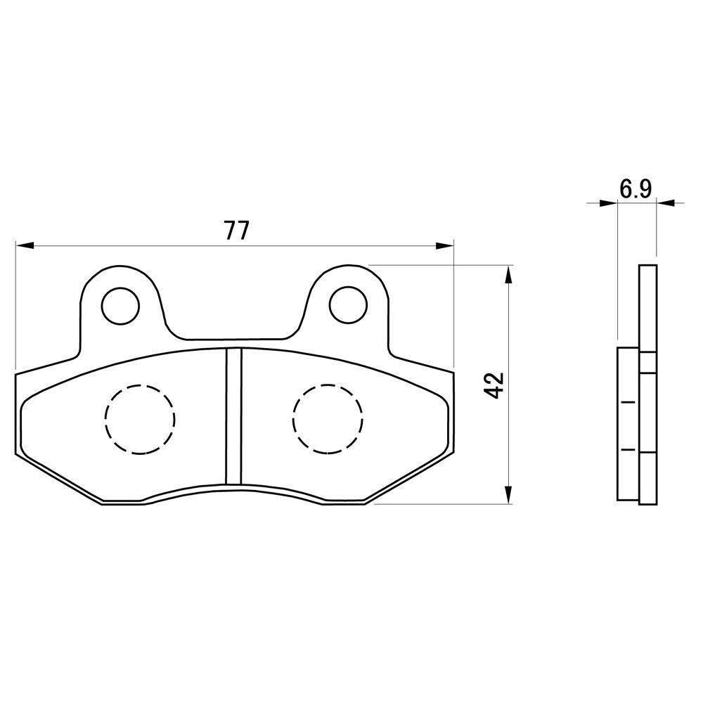 Тормозная колодка мотоцикла Daytona красная (полуметаллическая прокладка) НСР80 (87-92) НС-1 (91-92) НСР50 (87-92) и т.д. для переднего 79779 серийный номер. 4