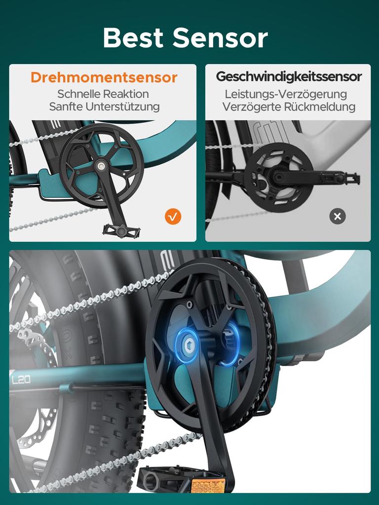 Электровелосипед ENGWE, мотор 250 Вт, аккумулятор 48 В 13 Ач, широкие шины 20 x 4.0, запас хода до 120 км, 7 скоростей, максимальная скорость 25 км/ч (Режим L20/L20 Boost).