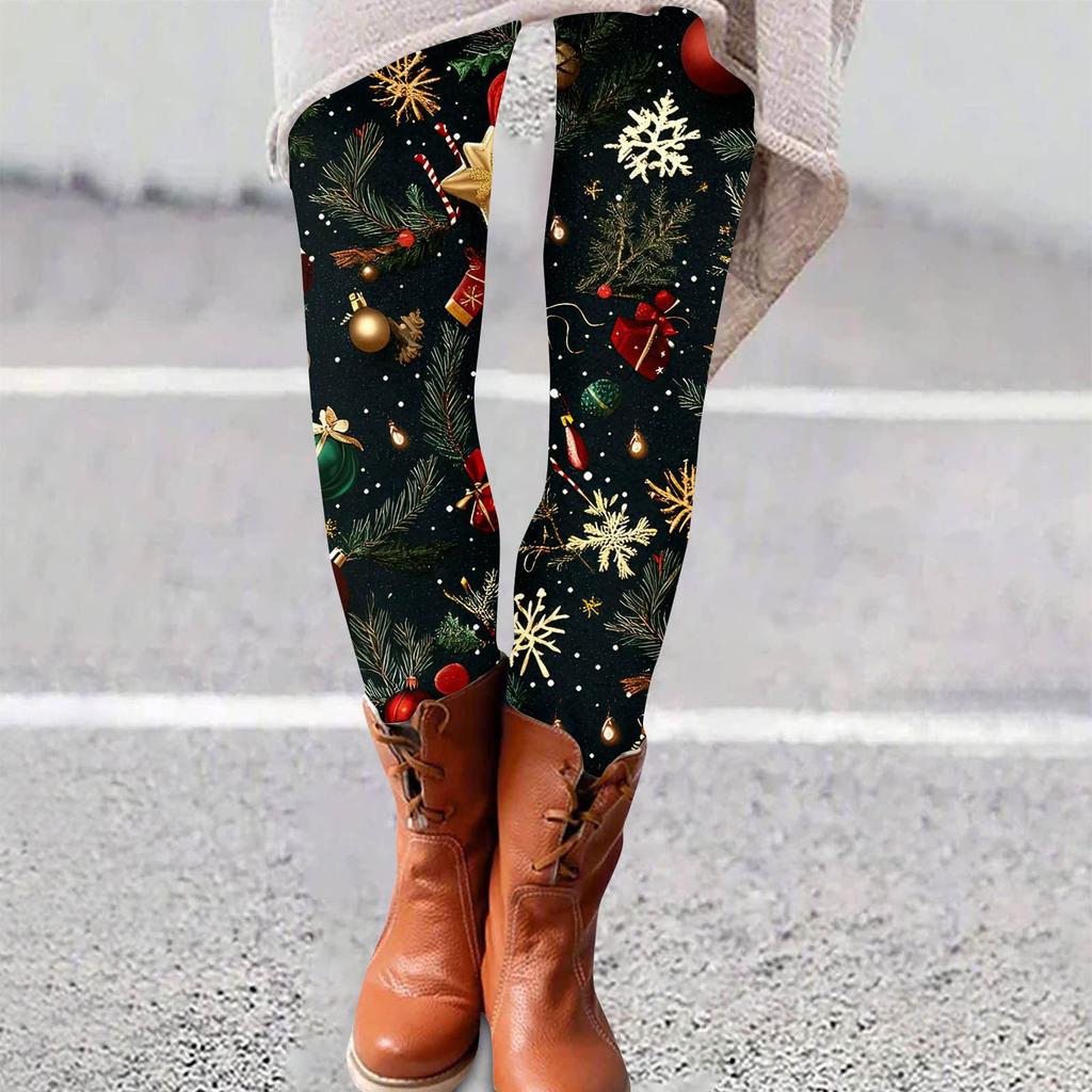 Женские брюки с рождественским принтом, эластичные, мягкие, повседневные, домашние, спальные брюки