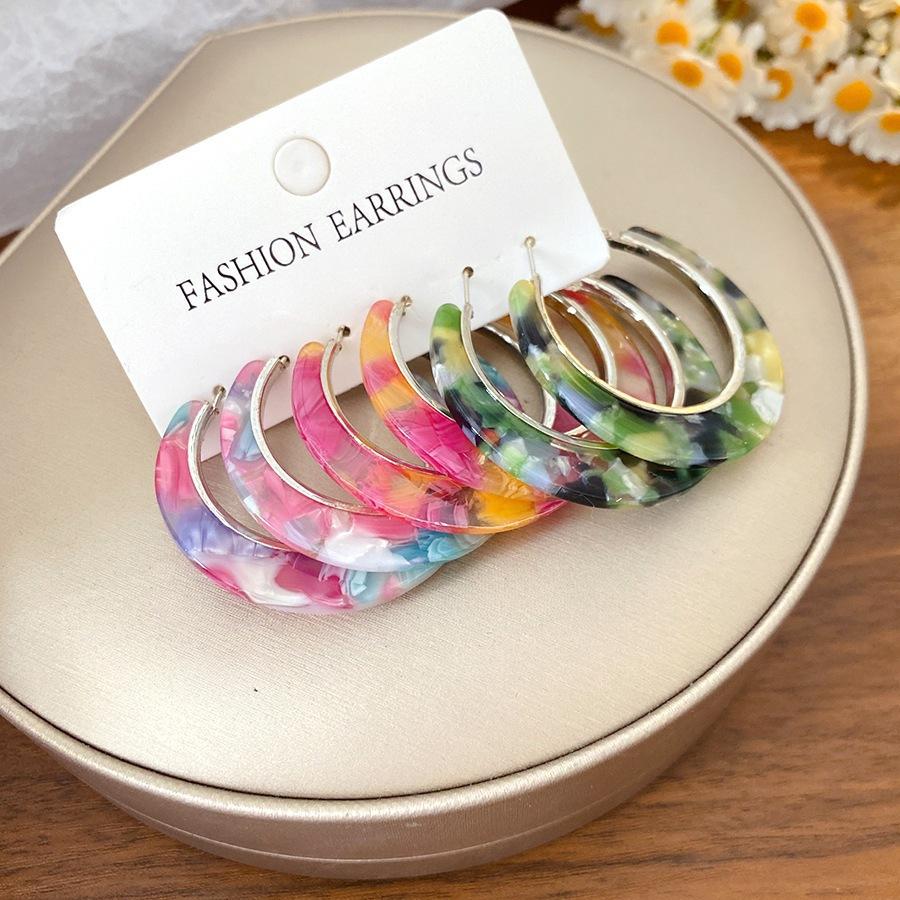 Ретро Гонконгский стиль Серьги-кольца с леопардовым принтом из серебряной иглы Легкая роскошь Высококлассные серьги с темпераментом Нишевые серьги Женские