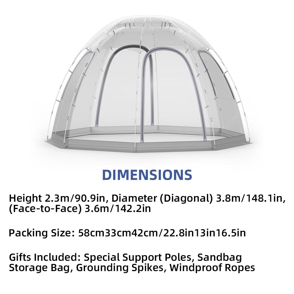 Садовая палатка для вечеринок на 8-10 человек, купольная палатка-пузырь, мини-теплица, большая, мгновенно защищающая от непогоды, для вечеринок