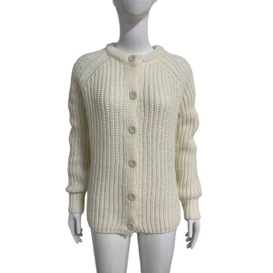 Женский свитер, пальто, круглый вырез, длинный рукав, однотонный кардиган на пуговицах, свитер, толстая теплая трикотажная верхняя одежда