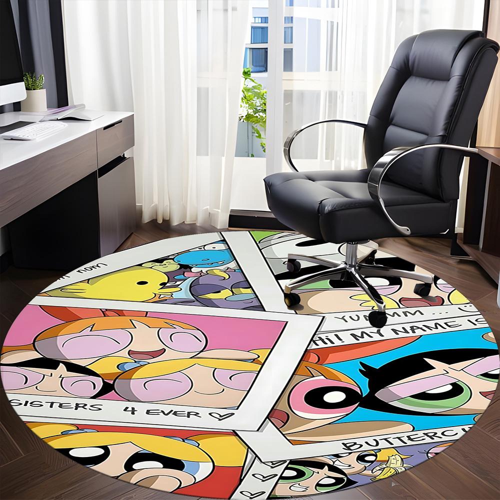1pc Powerpuff Girls Office Round Area Rug, Under Office Chairs Bedroom Living Room Home Decor, Room Deco, Available in Various Sizes136