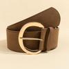 Suede Leather Waistband Rivet Western Cowboy Belt Adjustable Women Wide Belt  Pants Accessories