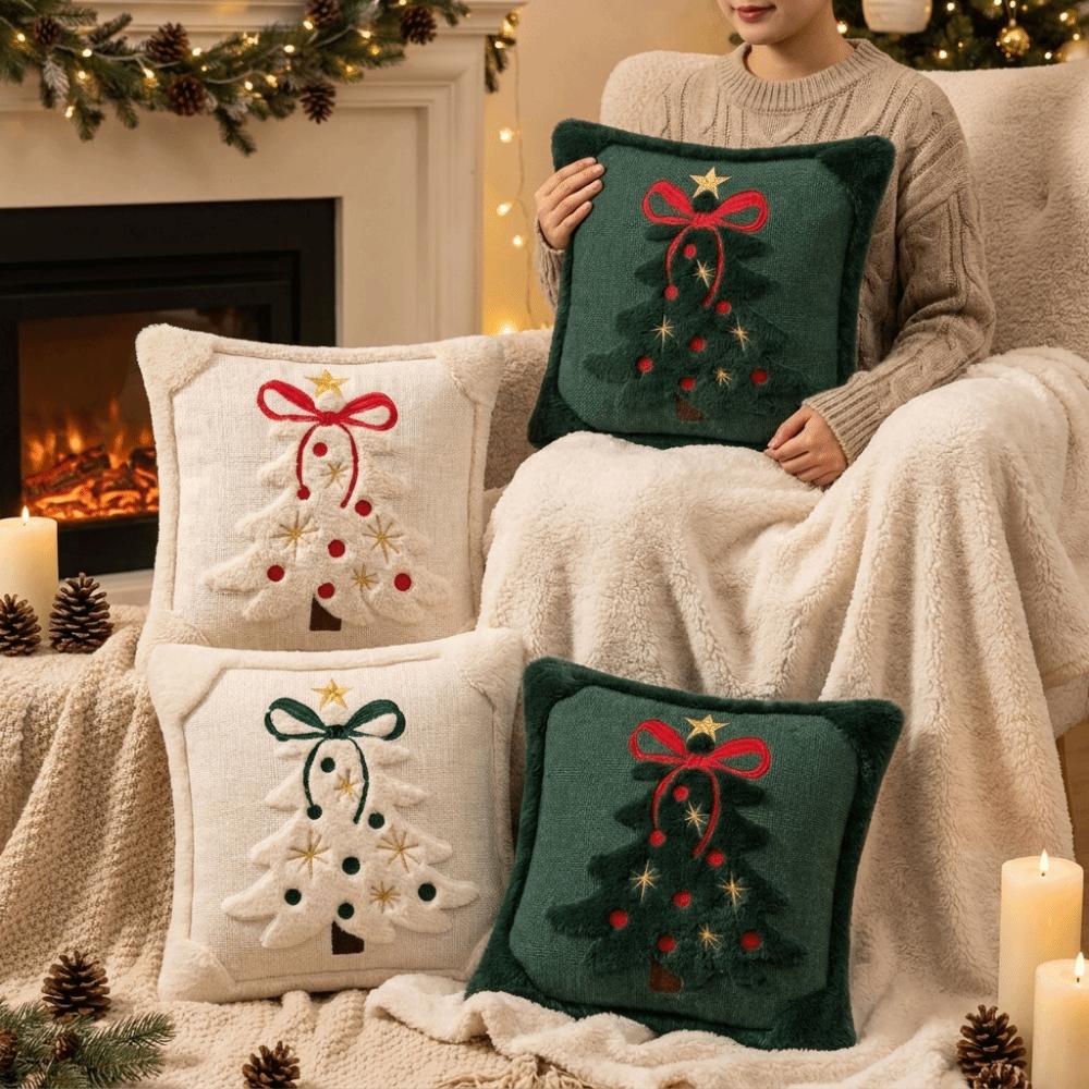 Plush Fabric Christmas Throw Pillow Cover Decorative Pillow Cover Sofa Bed Decoration