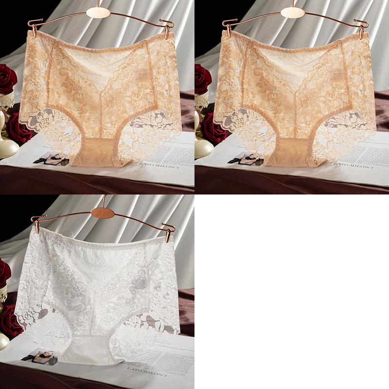 Women High Waist Briefs Lace Floral Panties Sexy Transparent Underwear Seamless Female Hollow Out Lingerie