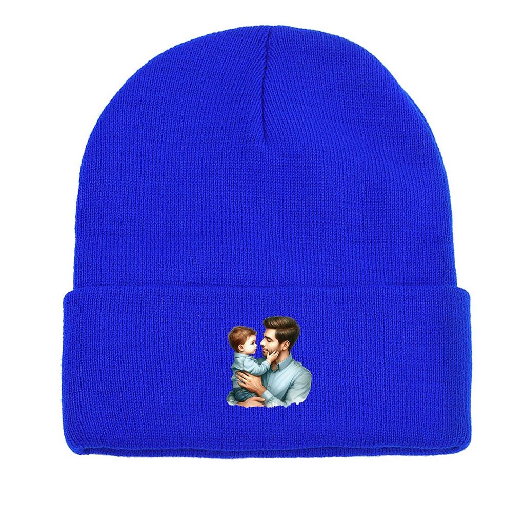Father Family Print Knitted Hat Beanie, Skull Cap Thermal Cozy Sporting Bonnet Knit Cap Beanie