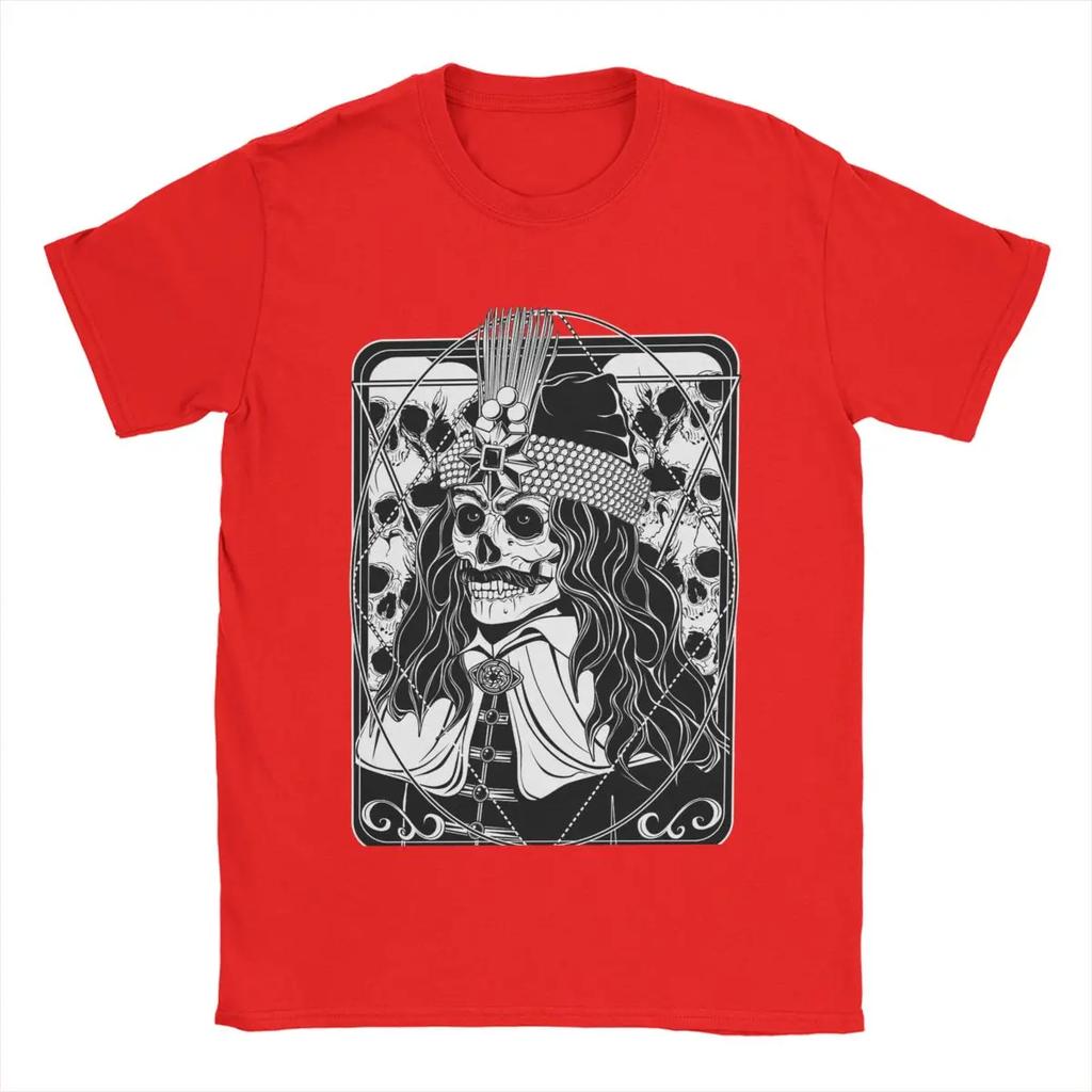 Мужская футболка с изображением Влада Дракулы и черепа, повседневная футболка из чистого хлопка, футболки с коротким рукавом, топы с круглым вырезом и графикой