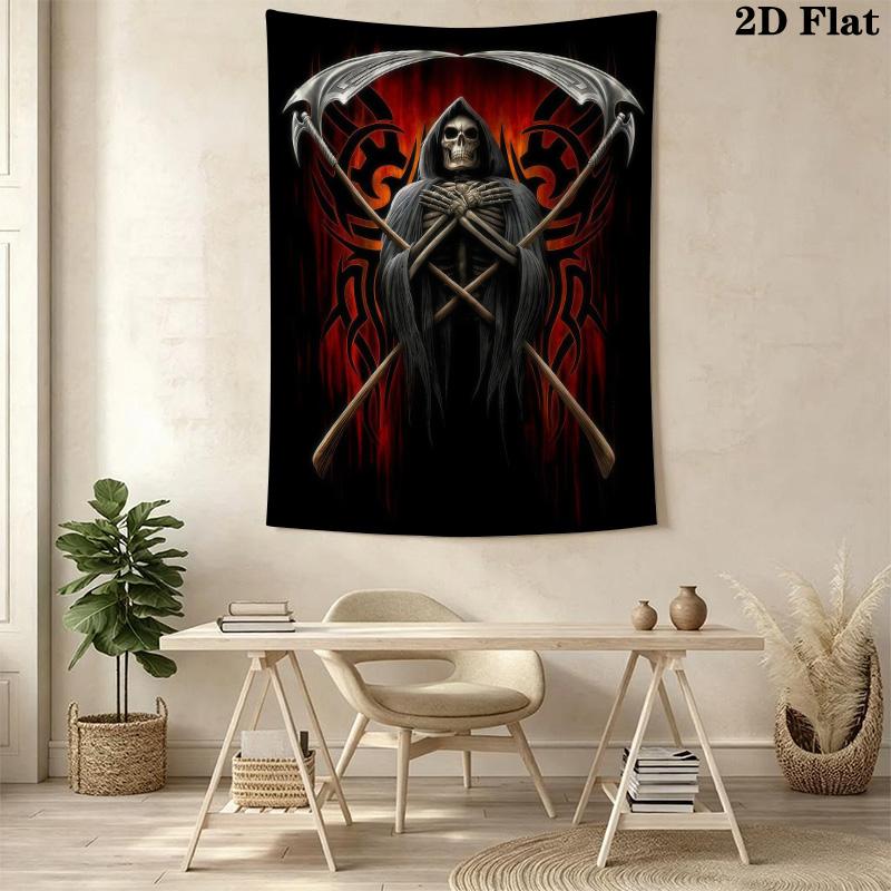 Reaper'S Fiery Journey Tapestry Wallmounted Background Cloth Homestay Soft Decoration Tapestry Background Wall Hanging Cloth
