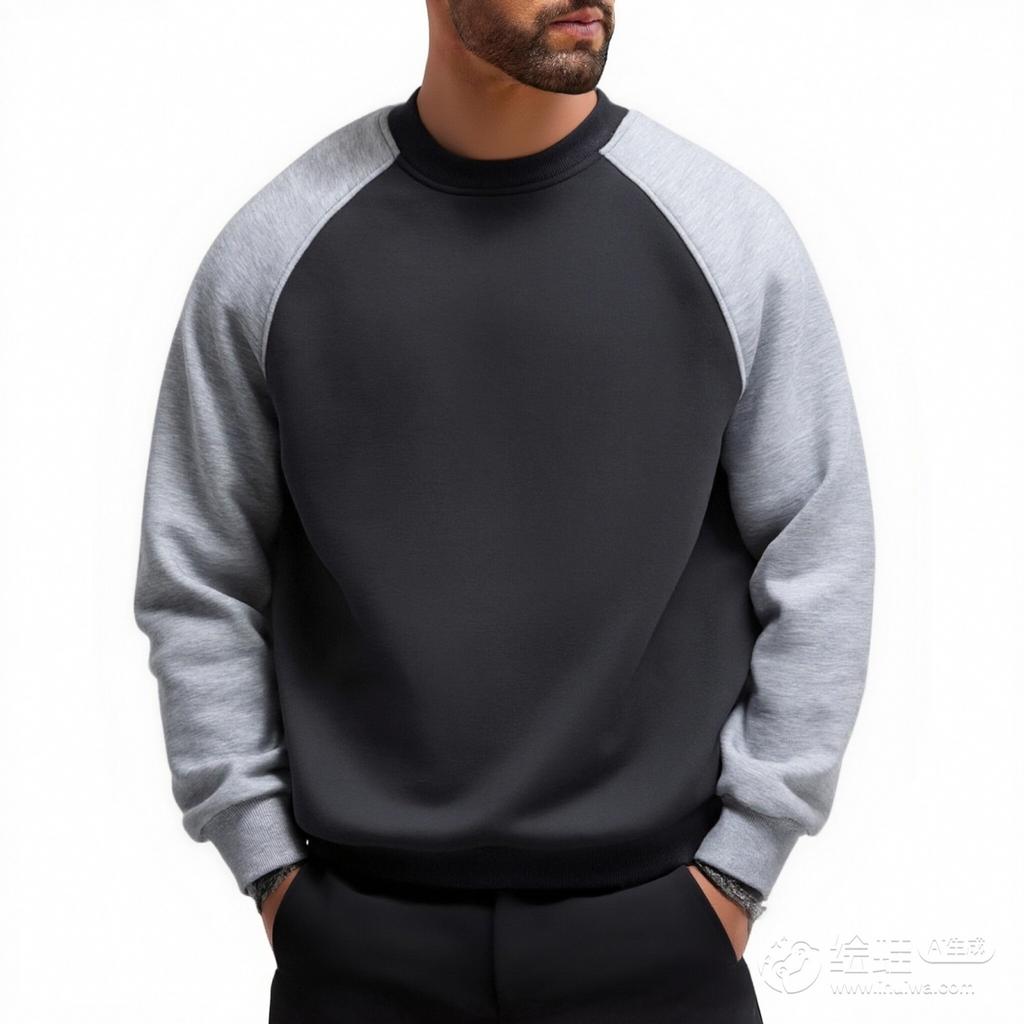 Men's And Women's Casual Color-blocked American Retro Round-neck Hoodie, Men's Long-sleeved Base Layer And Pullover Hoodie