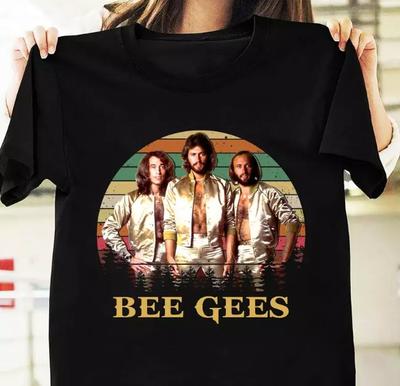 Футболка группы Bee Gees Черный хлопок Короткий рукав Все размеры S-4XL