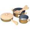 PlanToys Wooden Pretend Play Cookware Safe and Includes Frying and Cooking Utensils Set, Set, Secure, Pots, Pans,