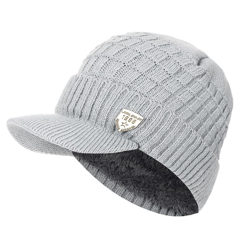 Unisex Keep Warm Hat Stylish Winter Hats For Men Add Fur Lined Soft Beanie Cap With Brim 1998 Label Thick Knitted Hat For Women