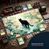 Black Cat Lotus Pond Art Gaming Mouse Pad Playmat 24"X14" MTG TCG Office Desk Mat for Work Game PC Laptop Rug Carpet MousePad