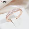 Kinel Natural Zircon Full Paved Rings For Women Luxury Rose Gold Color Fine Jewelry