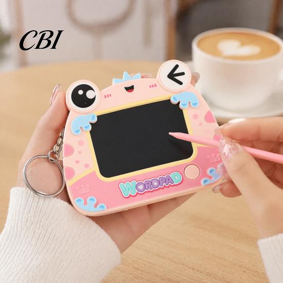 Reusable Writing Pad Mini Drawing Board Keychain for Kids, Cartoon Frog with Key Ring, Hanging Doodle Sketch School Bag LCD Tablet Pendant