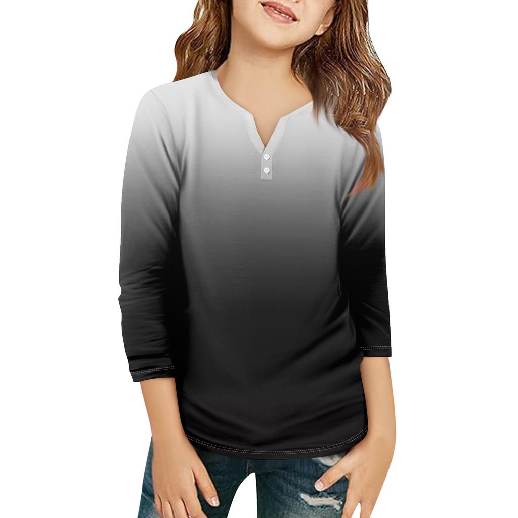 Детская футболка с рукавом 3/4, повседневная футболка с принтом, круглый вырез, блузка-пуловер