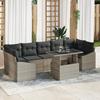 VidaXL 8-piece Garden Sofa Set with Light Grey Cushions In Poly Rattan 3348958