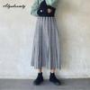 Элегантная мода осень зима женская плотная теплая юбка с высокой талией черная белая/серая трикотажная юбка трикотажные миди винтажные юбки женские