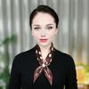 Шелковый шейный платок с неровным геометрическим узором, устойчивый к сминанию, с магнитной застежкой-имитацией жемчуга, аксессуар для наряда