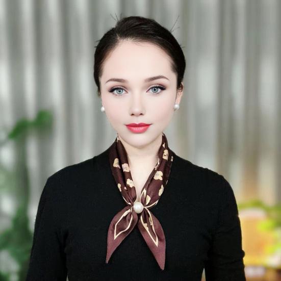 Шелковый шейный платок с неровным геометрическим узором, устойчивый к сминанию, с магнитной застежкой-имитацией жемчуга, аксессуар для наряда