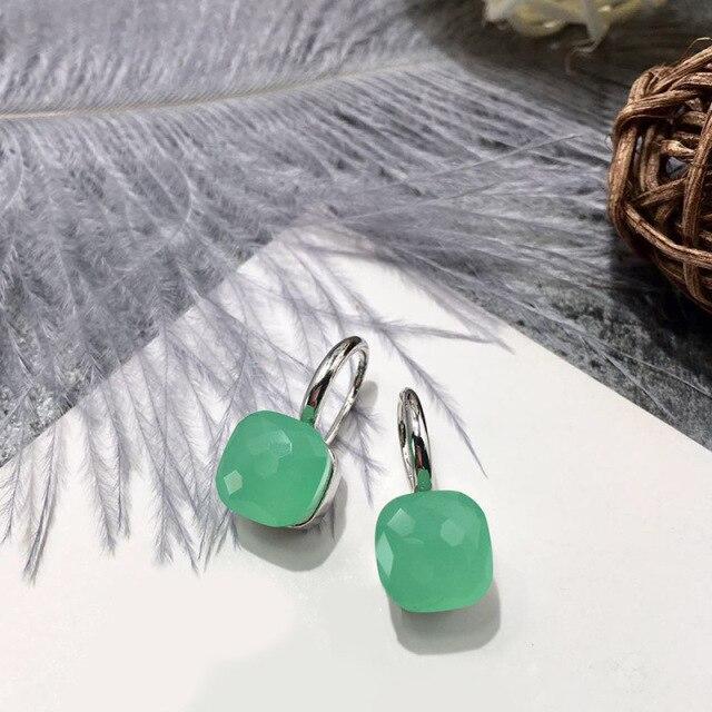 Earrings For Women Sterling Silver 925 Luxury Earrings Jewelry For Women Classic Crystal Candy Square Earrings Gift For Xmas