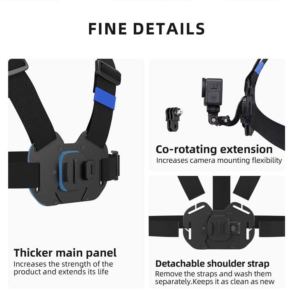 Vest Style Quick Release Chest Harness Adjustable Strap Compatible GoPro Hero13 Insta360 X5 DJI Action6 5 4 POV Vlog Accessory