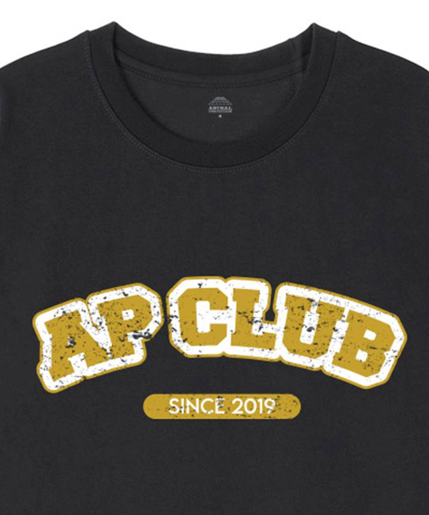 АСТРАЛЬНАЯ ПРОЕКЦИЯ [Большой размер] Ap Club Хлопковая футболка с круглым вырезом и коротким рукавом, 13-нитевая_Угольный