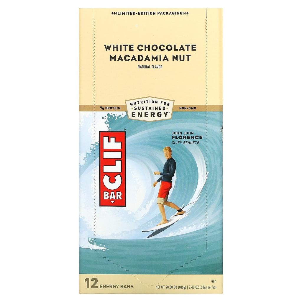 Clif Bar Energy Bar, White Chocolate Macadamia Nut, 12 Bars, 2.40 Oz (68 G) Each