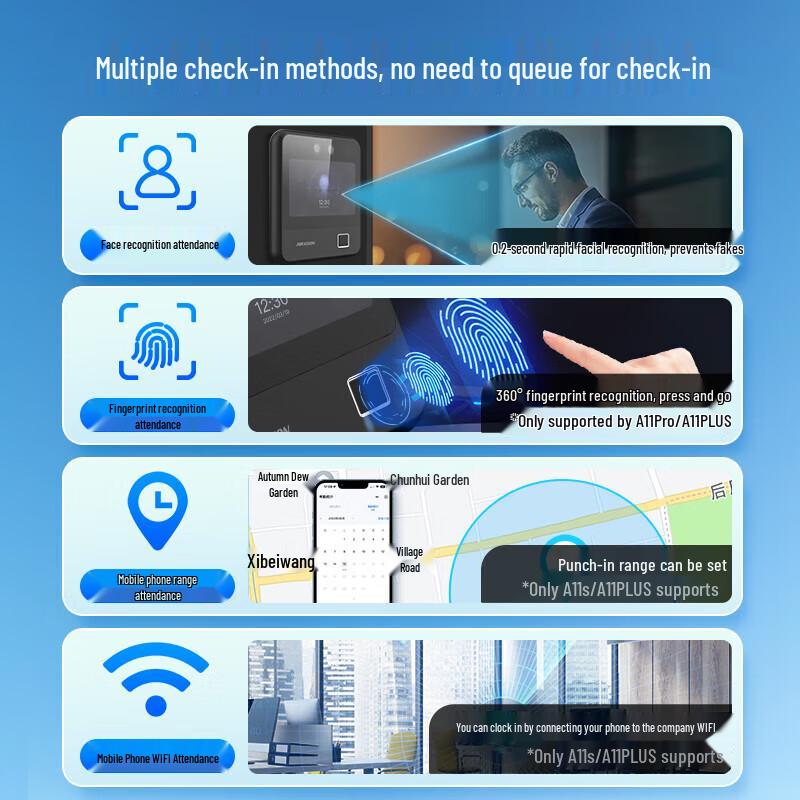 HIKVISION A11 Plus WiFi Face Fingerprint Time Attendance Machine